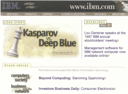 Thumbnail of screen print of www.ibm.com from May 1997